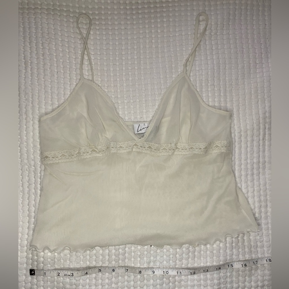 Lacey off white mesh cropped tank top Linden